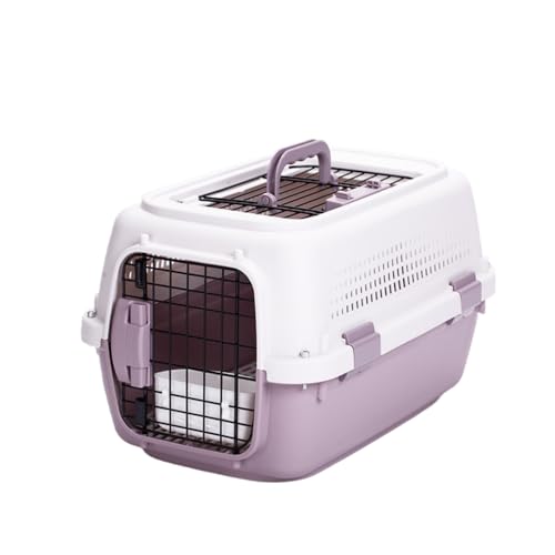 XVVX小型犬・猫用ケージ、猫・犬用スーツケース、航空輸送用ボックス、カーボックス、上部開閉式、通気性、お手入れ簡単。診察、旅行、お出かけ、キャンプなどに最適です。 (パープル,サンルーフモデル(小))