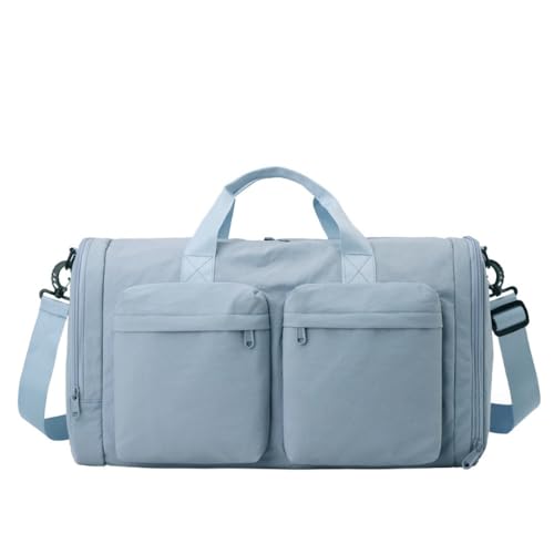 【ChopEase】ボストンバッグダッフル 3way スポーツ 小型 ジム 折りたたみ 旅行メンズ レディース 撥水加工 超軽量 修学旅行 合宿 出張 アウトドア マルチポケット収納荷物キャンバスヨガスポーツジム (ブルー)