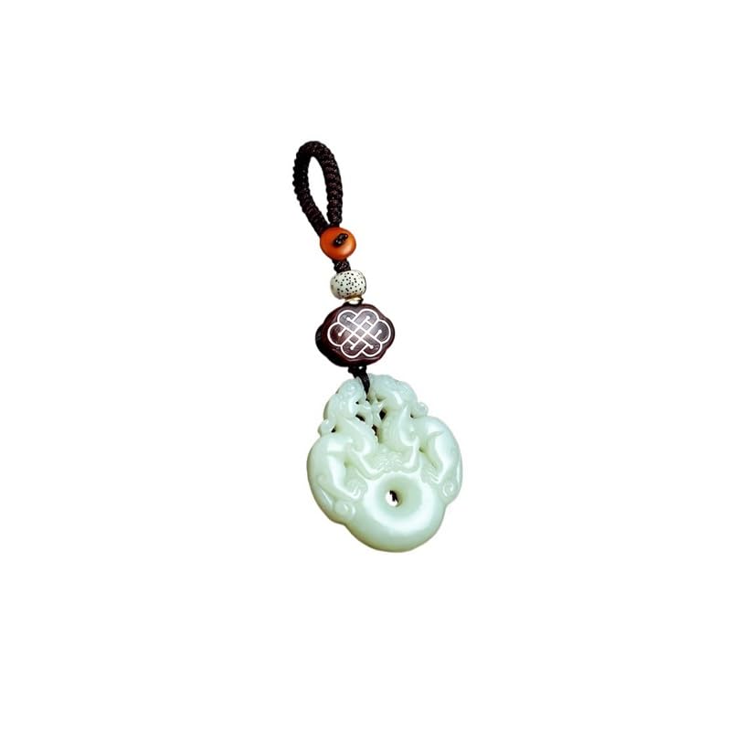 ADERFETBI Llavero Hetian Jade Riqueza Pixiu Llavero joyería Colgante Coche Llavero Colgante Mochila Colgante Llavero Coche(B)