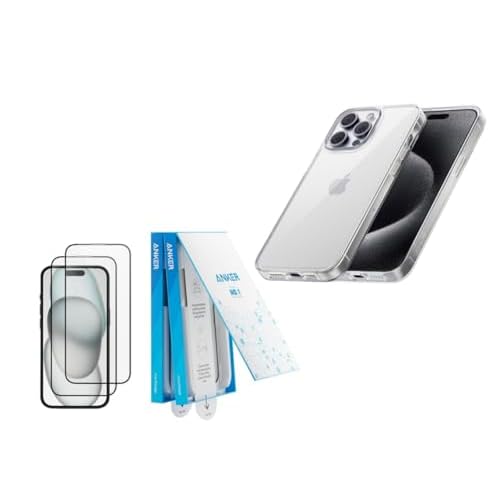 Anker Clear Phone Case for iPhone 15 Screen Protector for iPhone 15