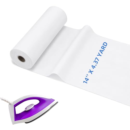 BrightRow 1-Sided Fusible Foam Stabilizer Foam Stabilizer Soft and Reliable White Iron-on Non-Woven Fusible Interfacing for Machine Embroidery Hand Sewing Quilting Piecing Crafting(14 x 157)