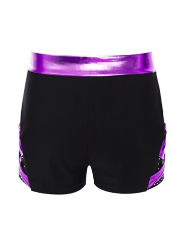 Kids Girls Dance Shorts Metallic Bow Rhinestone Shorts for Gymnastics Ballet Dance Stage Performance Outfits4