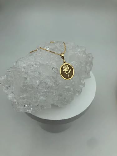 Collier délicat rose gravée en argent 925 | Cadeau floral idéal