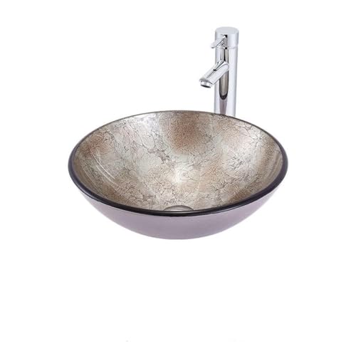 MACIUM Bote de Baño Lavabo de baño Lavabo de baño Simple Lavabo de mostrador de Hotel Lavabo de Arte de Vidrio Templado Sumideros de Recipientes (Color : A, Size : Sink Set)