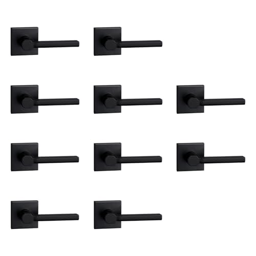 Image of NEWBANG Single Sided Dummy Door Handle for Closet or Pantry, Non-Turning Matte Black Reversible Interior Push /Pull Lever, HD1601-DB-Dummy-10P