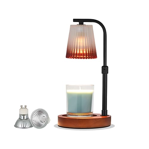 キャンドルウォーマーランプ 高さ調節可能なキャンドルウォーマーランプ タイマー2H/4H/8H & 調光器付き 炎なしの香りのキャンドルウォーマー 電球2個付き レトロテーブルランプ ホームデコレーション用 アロマランプ 間接照明 誕生日