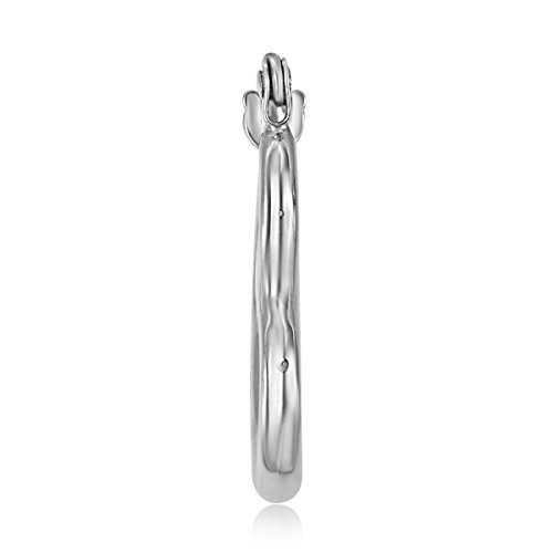 14k REAL White Gold 4mm Thickness Heart Shaped Hoop Earrings (15 x 15mm) by The World Jewelry Center - Image 4