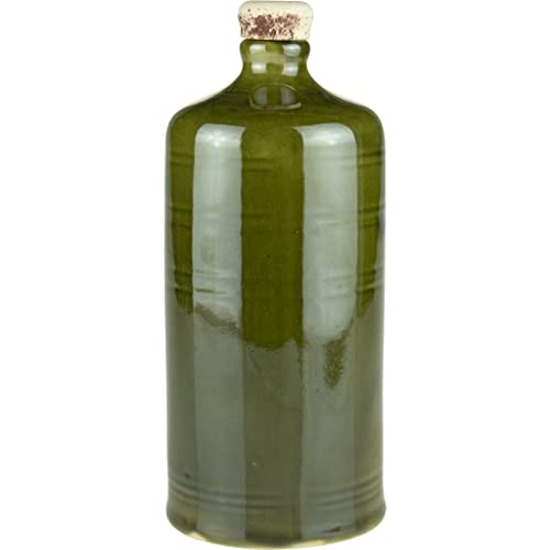 eHonigwein.de Premium Quality Bouteille en céramique idéale pour liqueurs, teintures, vins, hydromel ou huile | Bouteille en grès avec liège | 750 ml | Vert