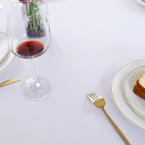 Image of FOLINS&HOME White Rectangle Tablecloth, 54 x 78 Inch Waterproof Table Cloth | Wrinkle Free Polyester Table Cloths, Spillproof Heavy Duty and Washable Table Cover for Party, Banquet - Rectangular /Oblong