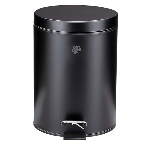 Dirt Devil Cubo de basura con pedal de 5 l, con cierre suave, acero inoxidable, para cocina, baño y oficina, cubo interior extraíble, diámetro de 20,5 x 28 cm