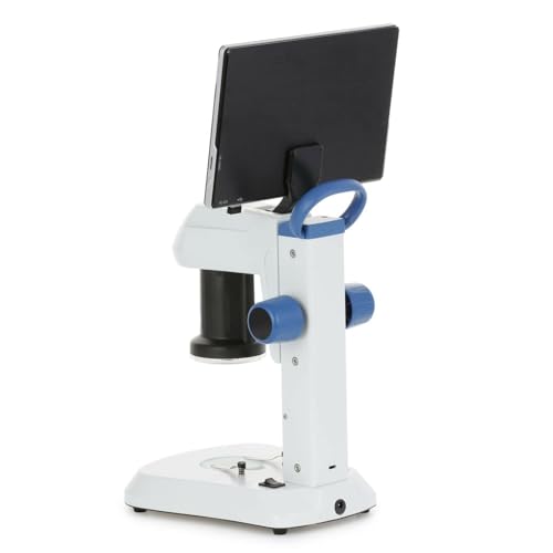 Image of AmScope DM745 Series Digital Microscope for Industrial Inspection - 0.7X-4.5X Magnification - Includes Camera & 9-Inch Screen - Dual LED Lighting - On Track Stand