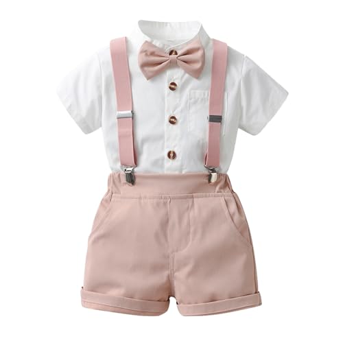 Traje de niño elegante con camiseta de manga corta y pantalones de vestir para eventos