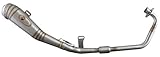 Auspuff Road 125-250 ccm, Abgaskruemmer hergestellt aus Edelstahl, integrierter Schalldaempfer, Typ GP, Karbonprotektor, Inneres aus Basaltfaser. Mit abnehmbarem dB-Killer zur Geraeuschreduktion, mit ABE. Entfernung fuehrt zu Leistungssteigerung und erhöhtem Geraeuschpegel, kann aber zu Verlusten in der Spitze fuehren. Leistungszuwachs von 5-8%, abhaengig von dem Hubvolumen.