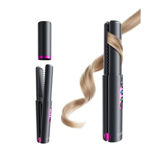 XCOOL Cordless Hair Straightener and Curler 2 in 1, Mini Curling Iron Straightener Combo with 5000mAh Battery, Portable Ceramic Flat Iron for Travel, USB-C Rechargeable, 15s Fast Heating, Gray