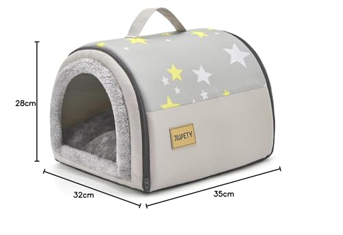 Jiupety Hundehütte Indoor, 2-in-1 Katzenhöhle, Größe S Hundehöhle Kleine Hunde für Katze und Welpe, Warme Höhle Schlafnest, Grau