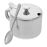 BESPORTBLE Gewürzschale aus Edelstahl mit Deckel und Löffel Kompakte Zuckerdose für Salz und Kräuter Multifunktionaler Gewürzbehälter für Küche und Gastronomie