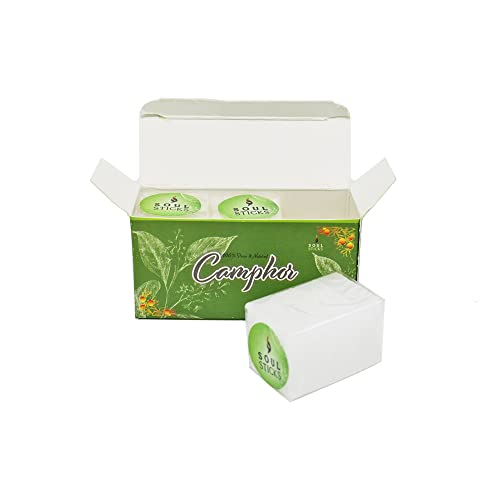 Soul Sticks Camphor Tablets | Premium Quality Refined Camphor Blocks 100% Natural For Aromatherapy, Odor Eliminator, Puja, Alcanfor | 12 Tablets (56 Gram) #TOP4