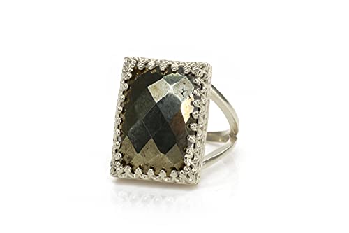 Bague Pyrite en Argent 925 Anemone Bijoux Faite à la Main