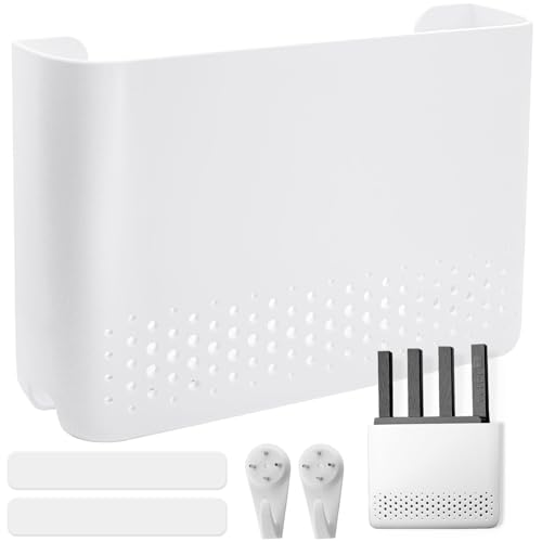NVGFTG Router Box 25 6 × 17 × 5 cm Verstecken Wandbox Kunststoff Weiß Schrank Home Aufbewahrungsbox WLAN Halterung für Routern