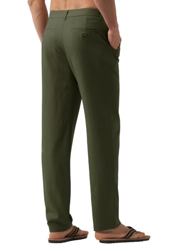 Image of Willit Men's Linen Pants Casual Lightweight Drawstring 29 inch 30 inch 32 inch