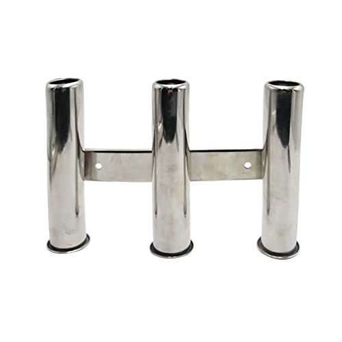 Manifish-Made 3 Rod Fishing Rod Holder for Boat, Stainless Steel Wall Mounted 3 Rod Rack, Side Mounted Fishing Pole Holders (3)