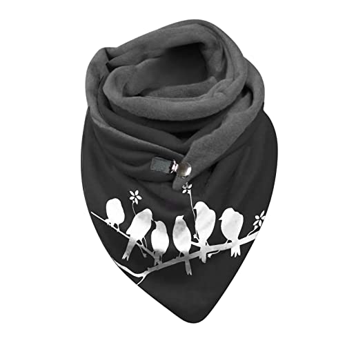 Generisch Bufanda bohemia de impresión de plumas para mujer, bufandas cálidas de invierno, Negro , talla única