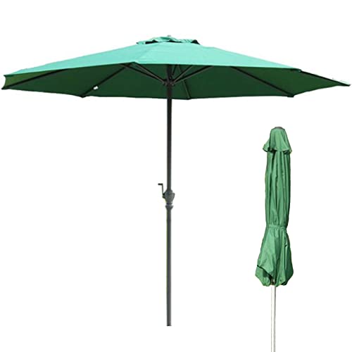 Parasol para mesa con protección solar y manivela, sombrilla ventilada de 106 pulgadas marrón