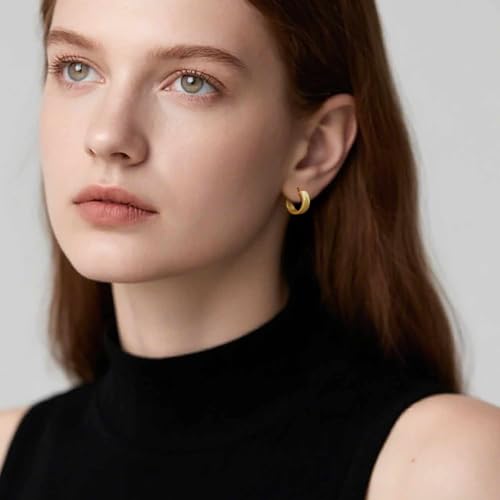 Gold Earrings for Women 14K Gold Hoop Earrings for Women Hoop Earring for Womens Hoops Twill Texture on 7mm Wide Outline Womens Hoops Earring2