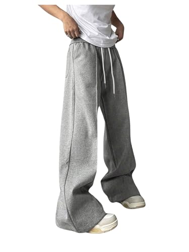 GORGLITTER Men's Flared Sweatpants Baggy Wide Leg Oversized Track Pants Trousers with Pockets2
