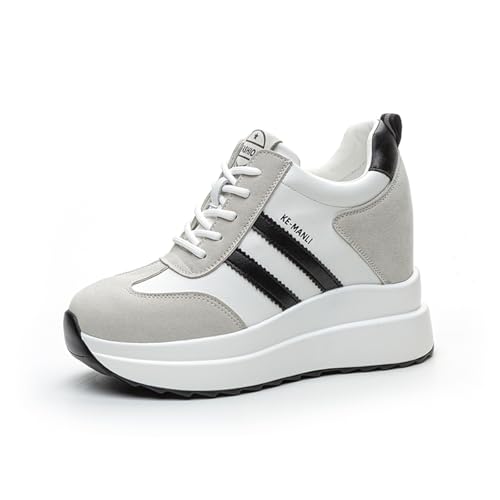 Imagen de AONEGOLD Zapatillas de Deporte Cuñas Mujer Zapatos de Deporte Casuales al Aire Libre Transpirable Wedge Plataforma Sneakers Tacón Oculto 10CM