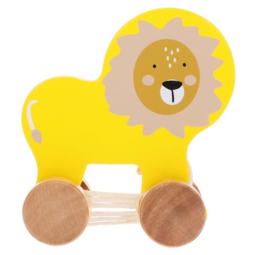 TEHAUX 木製ひっぱりライオン車 おしゃれな手押し学歩きおもちゃ 幼児向け知育 色彩認識と創造力促進 男の子女の子用 耐久設計