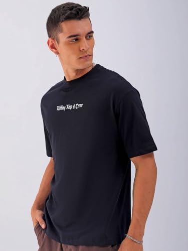 Image of THE INDIAN GARAGE CO Men's Cotton Boxy Oversized Graphic Back Printed Round Neck Tshirt