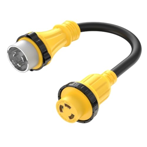 Marine Shore Power Adapter Cable 50-Amp to 30 Amp Nema SS2-50P to L5-30R, Marine-50Amp 125/250V SS2-50 Male to L5-30 125 Volt 30Amp-Shore Power Female Converter, 50A to 30A Twist Lock Adapter, 1.5FT