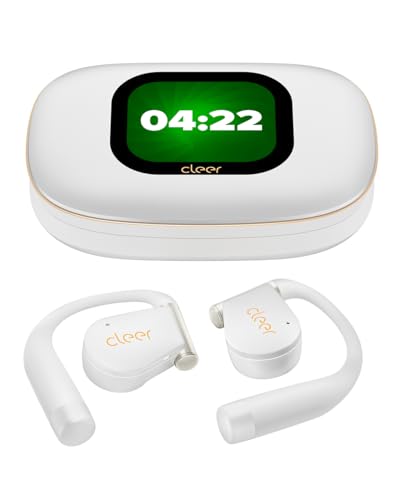 Image of Cleer ARC 5 Open Ear Earbuds with Hooks, Dolby & THX Spatial Audio, 60H Playtime, Fast Charging, Waterproof, Earbuds Wireless Bluetooth, Running Headphones, Water-resistant Open Ear Headphones - White