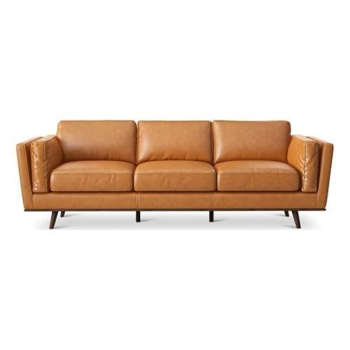 Pemberly Row Mid Century Modern Leather Sofa
