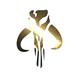 Mythosaur Chrome Vinyl Decal Sticker – Mandalorian Skull Emblem for Cars, Laptops, Windows, and More – Perfect for SW Fans (Gold Chrome, 5' Tall x 4' Wide)