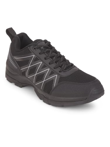 Image of Liberty Leap7x MOUNTAIN2E Men Sports Lacing Running Shoes - Black & Olive Green | Comfortable and Durable - Suitable for Lace-Up Walking, Gym, Jogging and Outdoor Shoes for Man - Cushioned Footbed