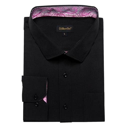 DiBanGu Mens Stretch Dress Shirt Long Sleeve Button Down Shirt Cotton Business Casual Shirts with Inner Contrast Wedding Prom4