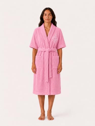 Image of RANGOLI Royal Bamboo Premium Bathrobe For Women | Ultra Soft Bamboo Yarn Lightweight Bathing Robes | 460 GSM Highly Absorbent & Quick Drying Luxurious Bath Gown | Knee Length Bath Robe - Purple
