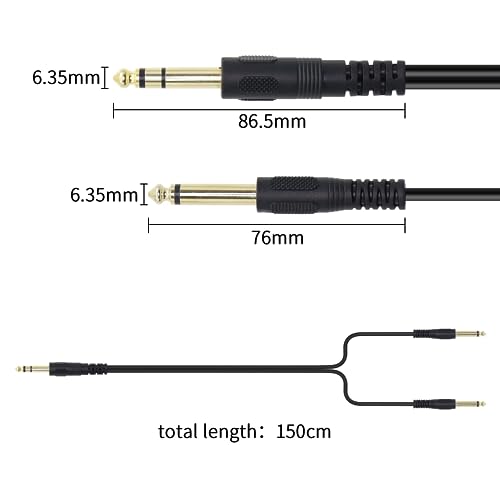 Cable divisor estéreo QIANRENON 1/4 pulg TRS a dual TS, 1.5 m miniatura 6