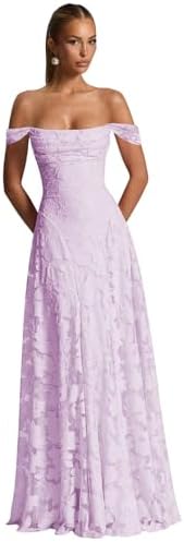 Off The Shoulder Floral Bridesmaid Dresses Long Lace Appliques Fo...