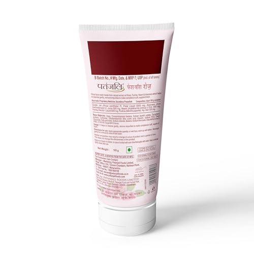 Image of Patanjali Rose Face Wash 100g, Gentle Cleanser Removes Dirt Oil Refreshes Skin Natural Care for All Skin Types