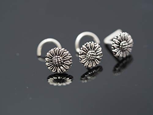 Nose Stud, Floral Nose Stud Sterling Silver Nose Stud, Jewelry Nose Stud, Body Piercing Jewelry, Sunflower/Nose Stud (20G Left Screw) #TOP2