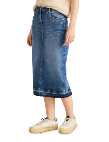 Jupe en jean midi femme Cecil coupe droite extensible confortable