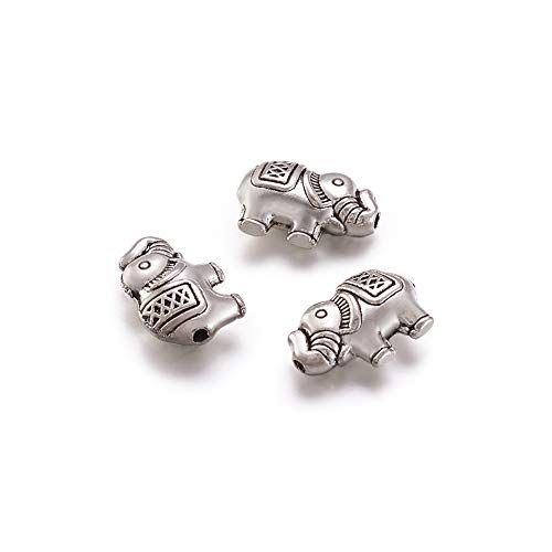 PandaHall 20pcs Tibetan Style Alloy Elephant Beads Antique Silver Animal Spacer Loose Beads 8.5x12x4mm Metal Lucky Charms Beads for Necklace Bracelet DIY Crafts Jewellery Making - Image 3