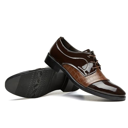 Men's Vintage Patent Leather Cap Toe Two-Tone Dress Shoes Modern Formal Business Lace Up Round Toe Oxford3