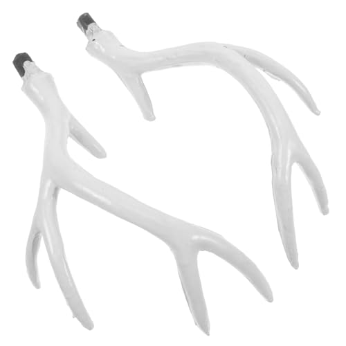 Beaupretty 1 Paar künstliche Geweihe haarschmuck haircharm basteln weihnachten Hirsch-Stirnband Geweih Stirnband Zubehör für Geweihkopfschmuck kopfschmuck zubehör selber machen Plastik Weiß