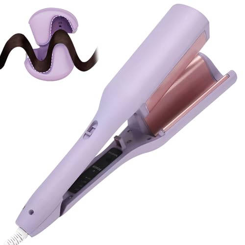 Vmxlso Plancha Ondas Al Agua, 32mm Plancha Ondas Surferas, Ondulador de Pelo con 4 Ajustes de Temperatura, Plancha Pelo Ondas, Rizador Pelo Ondas para Cabello Largo o Cort Púrpura