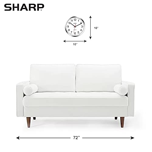 Sharp Wall Clock – Silver/Chrome, Silent Non Ticking 10 Inch Quality Quartz Battery Operated Round Easy To Read Home/Kitchen/Office/Classroom/School Clocks, Sweep Movement #TOP3