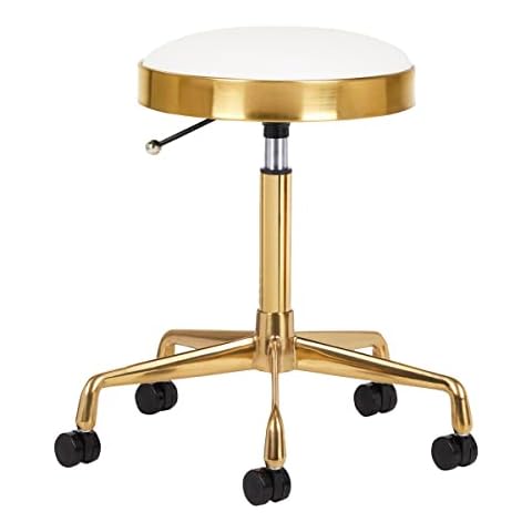 ACTIVESHOP Modern White and Gold Salon Stool Cover